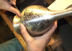 Blackening a silver item by hand