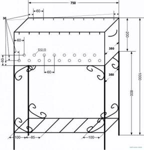drawing of a standard metal grill