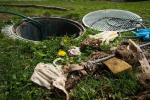 What should not be flushed into a septic tank?