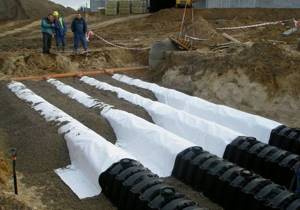 drainage pipes for the septic tank drainage field