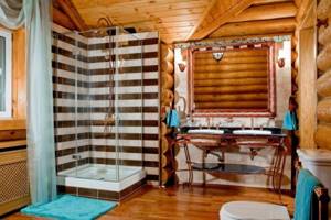 shower room in a wooden house