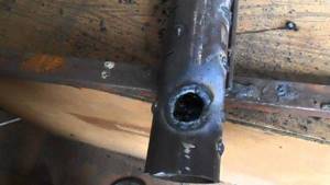 hole in metal by electric welding