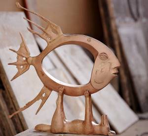 Photo of a wooden model for artistic bronze casting