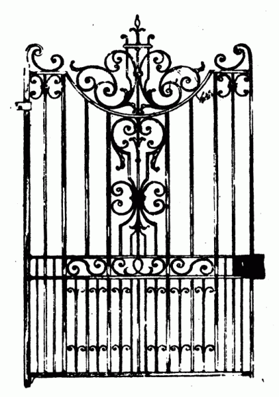 photo of forged gates, sketch