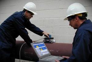 Photo: radiation monitoring of welding work