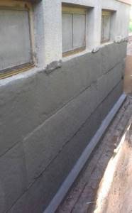 The foundation was dug out, and work was carried out to waterproof the walls using coating polymer waterproofing.