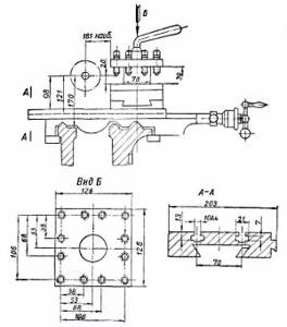 Dimensions of the working space of the 1E61M screw-cutting lathe. Caliper 