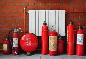 Fire extinguishers are powder or carbon dioxide.