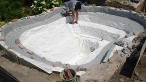 Making the bottom of the pool using PVC fabric