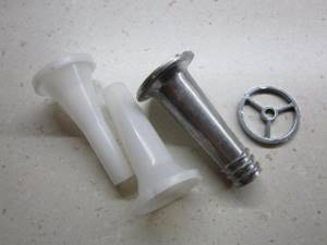 how to assemble a manual meat grinder with an attachment
