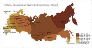 Карта глубин промерзания земли на территории России