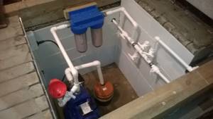 Picture of installing water supply in a private house from a well