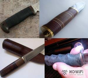 Leather knife handle