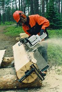 Band saw for sawing logs