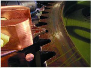 Magnetic concentrator of the inductor along the tooth cavity for surface hardening of high-frequency frequencies