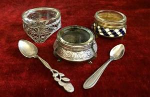 Cupronickel spoons and salt shakers