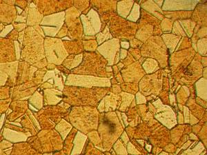 Microstructure of ground and etched brass alloy