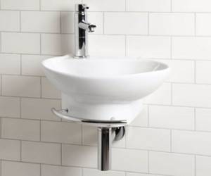 Mini wall-mounted sink with chrome faucet