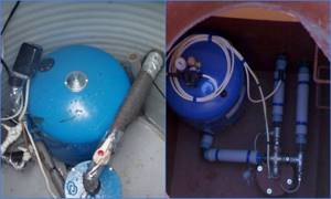 pumping equipment in a caisson