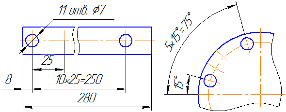 Chamfer designation on the GOST drawing