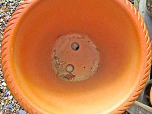 Holes in a ceramic pot