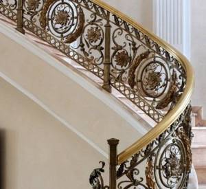 Railings and stairs with bronze elements