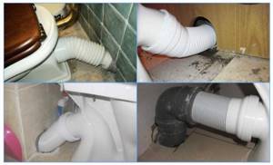Connecting the toilet with plastic corrugation