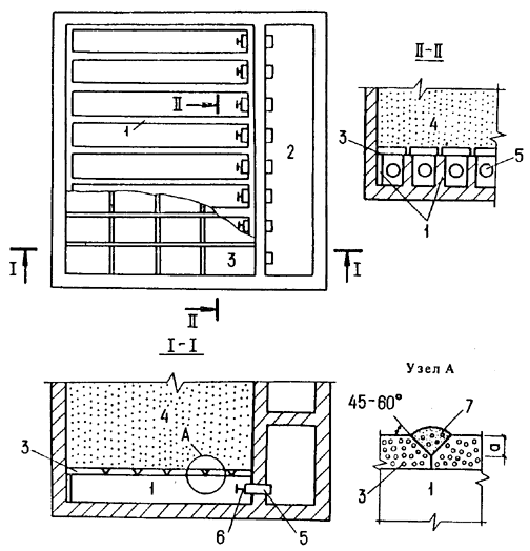 An example drawing of a drainage system made of concrete slabs