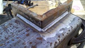 An example of the appearance of a seam after submerged arc welding