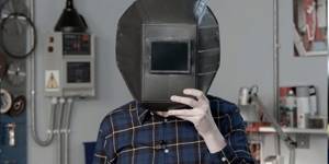 Try on a welding helmet