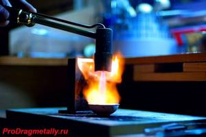 Process of melting gold with a torch