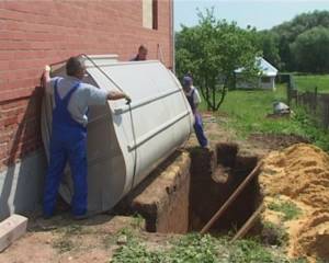 The process of installing a septic tank on the site
