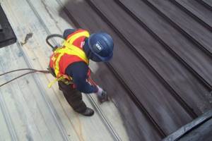 Rubber paint is an excellent material for treating metal roofs.
