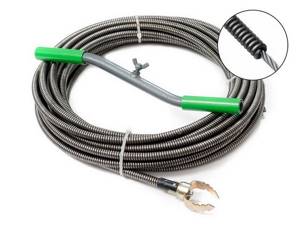 Manual plumbing cable of spring-rope type with a movable core.