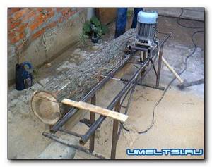 Homemade tire sawmill with a gasoline engine video