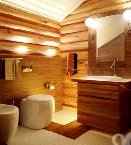 bathroom in a wooden house