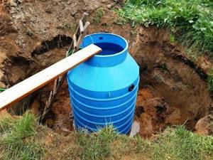 Septic tank in a trench