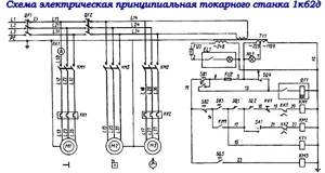 Electrical circuit diagram of lathe 1k62d