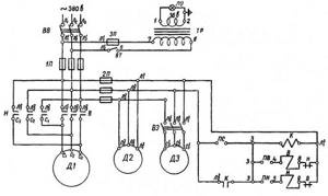 Electrical diagram of screw-cutting lathe 1E61M