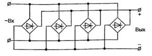 Схема параллельного включения диодных мостов, для больших токов сварочного аппарата.