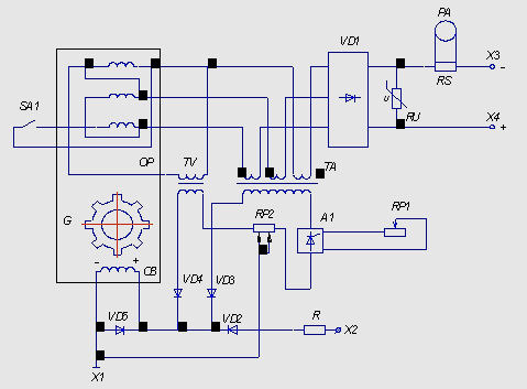 Welding generator circuit
