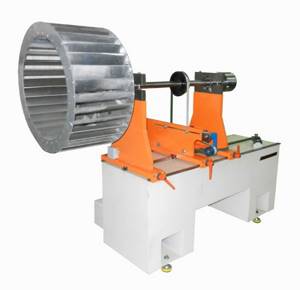 Specialized machine TB Vent 100 for balancing large diameter fan impellers, weighing up to 100 kg.