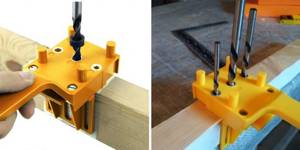 Products for furniture assembly: Double-sided jig for dowels and confirmats