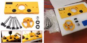 Products for furniture assembly: Jig for drilling hinges