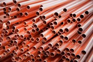 Unannealed copper pipe in warehouse