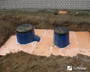 Insulation of a septic tank with penoplex