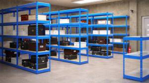 Narrow metal shelving for warehouse, office and home