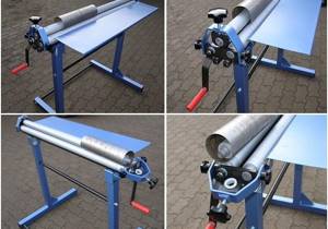 The rollers of this machine are rotated manually, and the approach of the upper roller is done using two handles