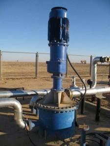 Vertical pump on an industrial pipeline