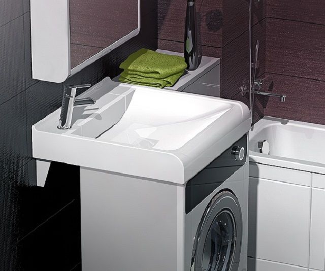Special models of small-sized washing machines are produced specifically for use in combination with a sink.